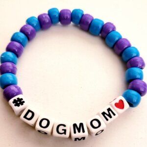 Dog Mom Kandi Word Bracelet Turquoise and Purple